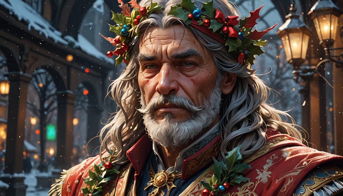 Dancing Santa Claus Portrait in Hyperdetailed Style