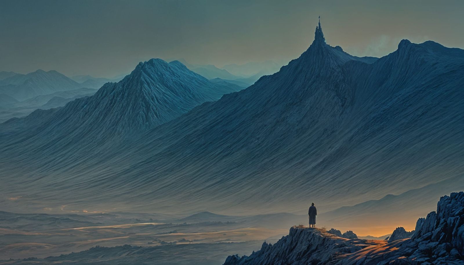 Mystical Surreal Midnight Landscape in Photorealistic Style