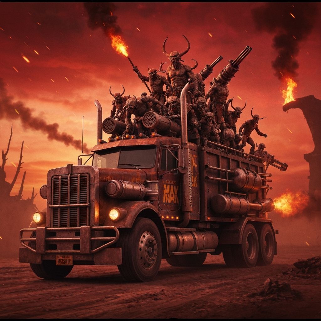 Demonic Horde Rides Mad Max 18-Wheeler Through Fiery Wastela...