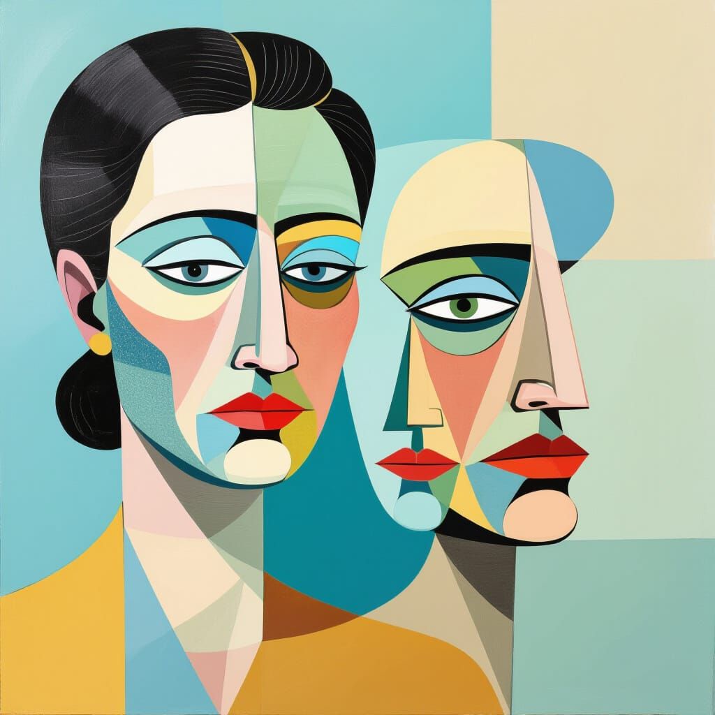 Surreal Abstract Art with Tender Azure and Khaki Tones