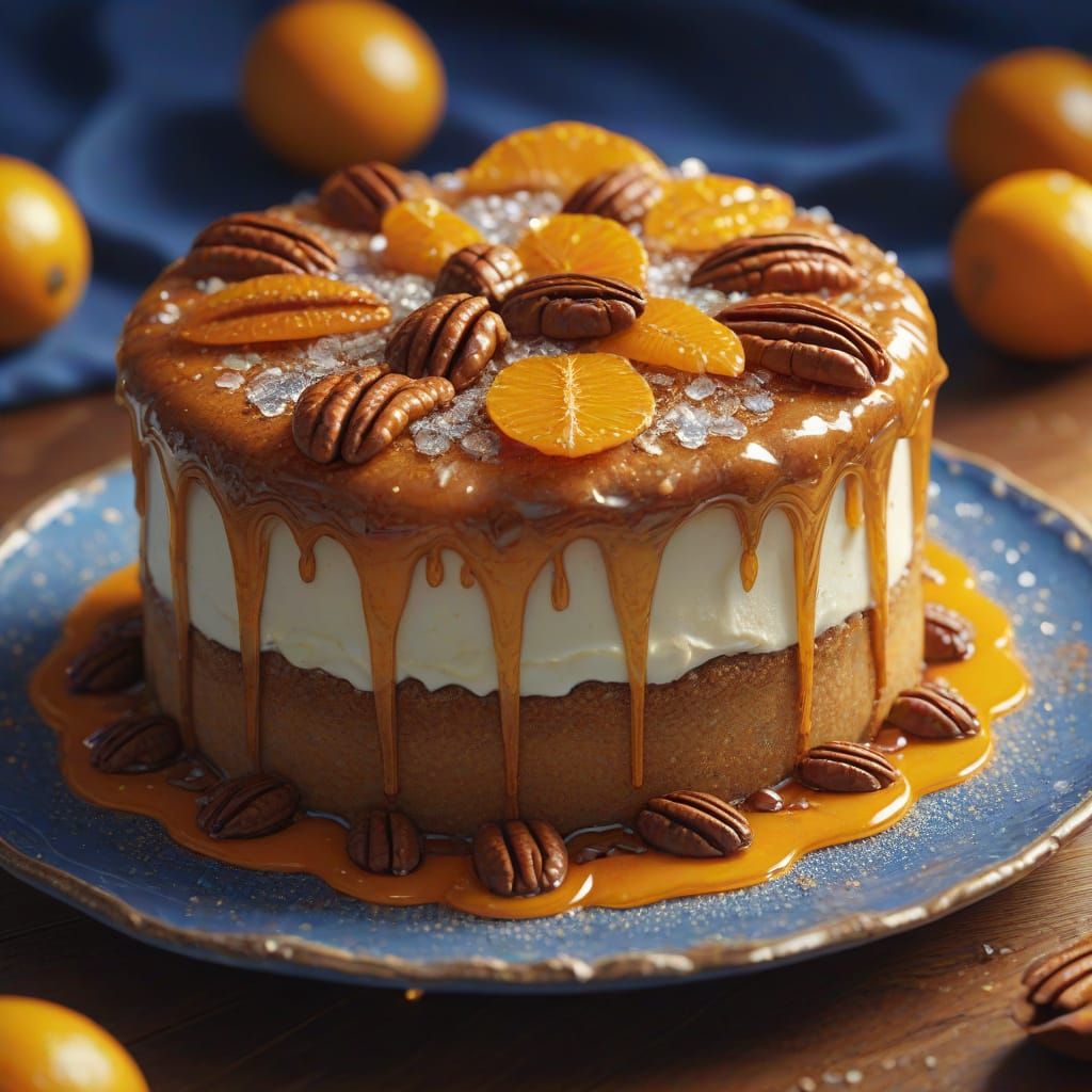 Delicious Pecan Torte in Oil Painting Style