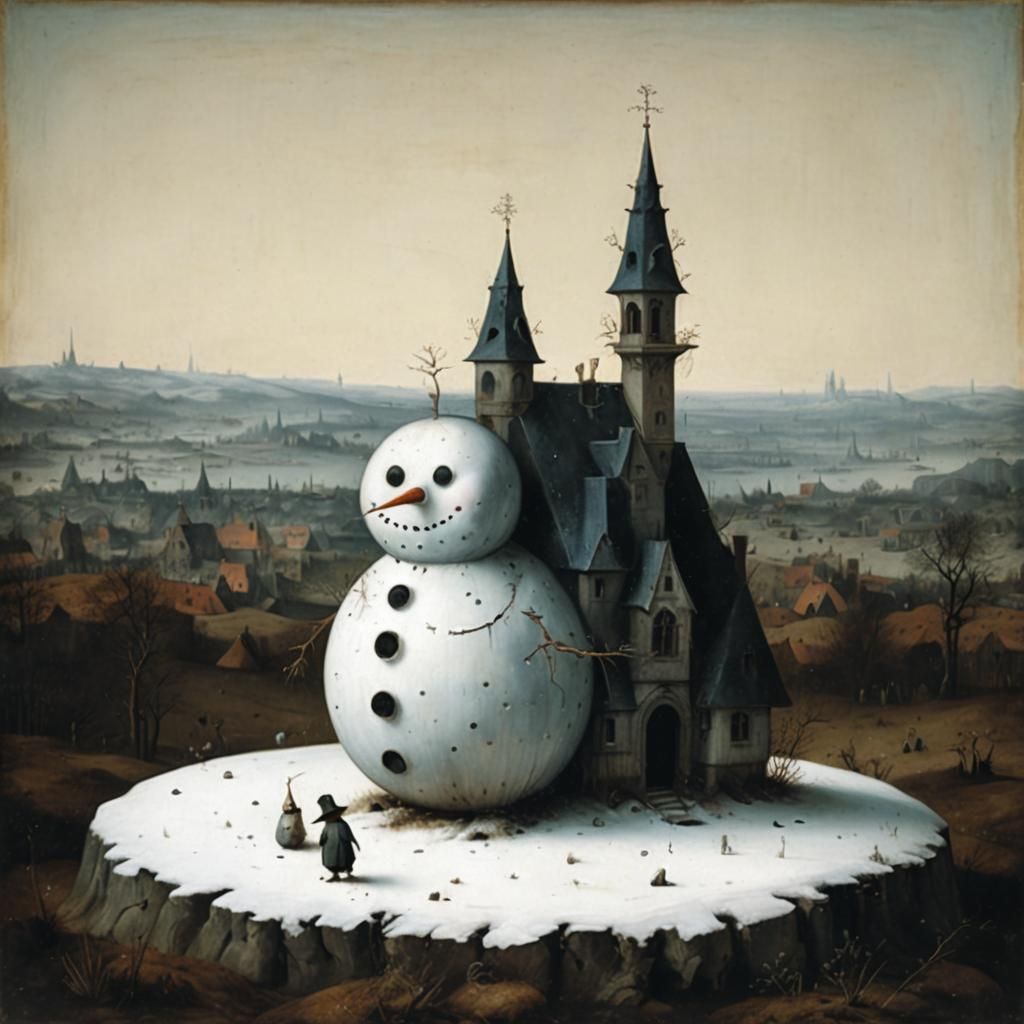 Snowman in Barren Landscape, Renaissance and Baroque Style