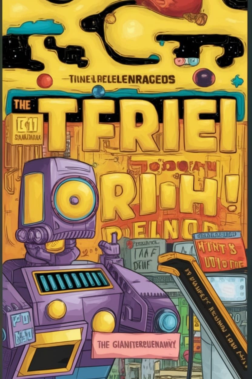 Cyberpunk Sci-Fi Art: Giant Robot and Cosmic Chaos