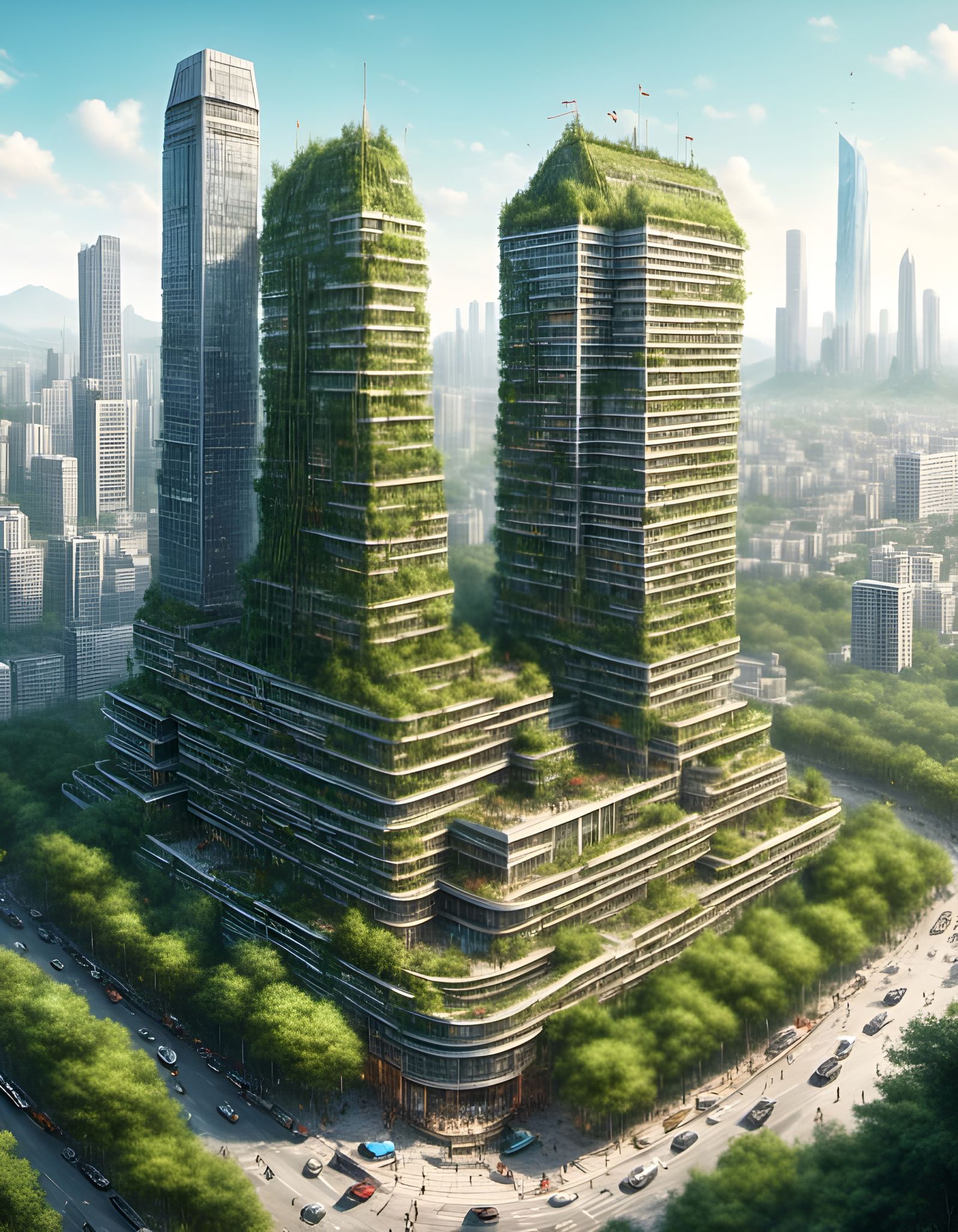 Shenzhen Building with Graffiti in Hand-Drawn Style