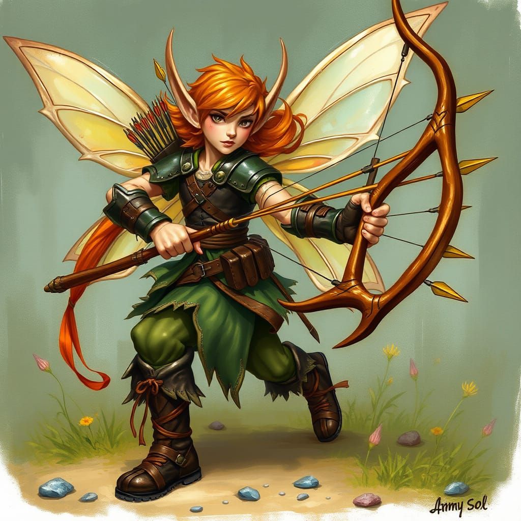 Masculine Fairy Ready for Battle: Whimsical Fantasy Art