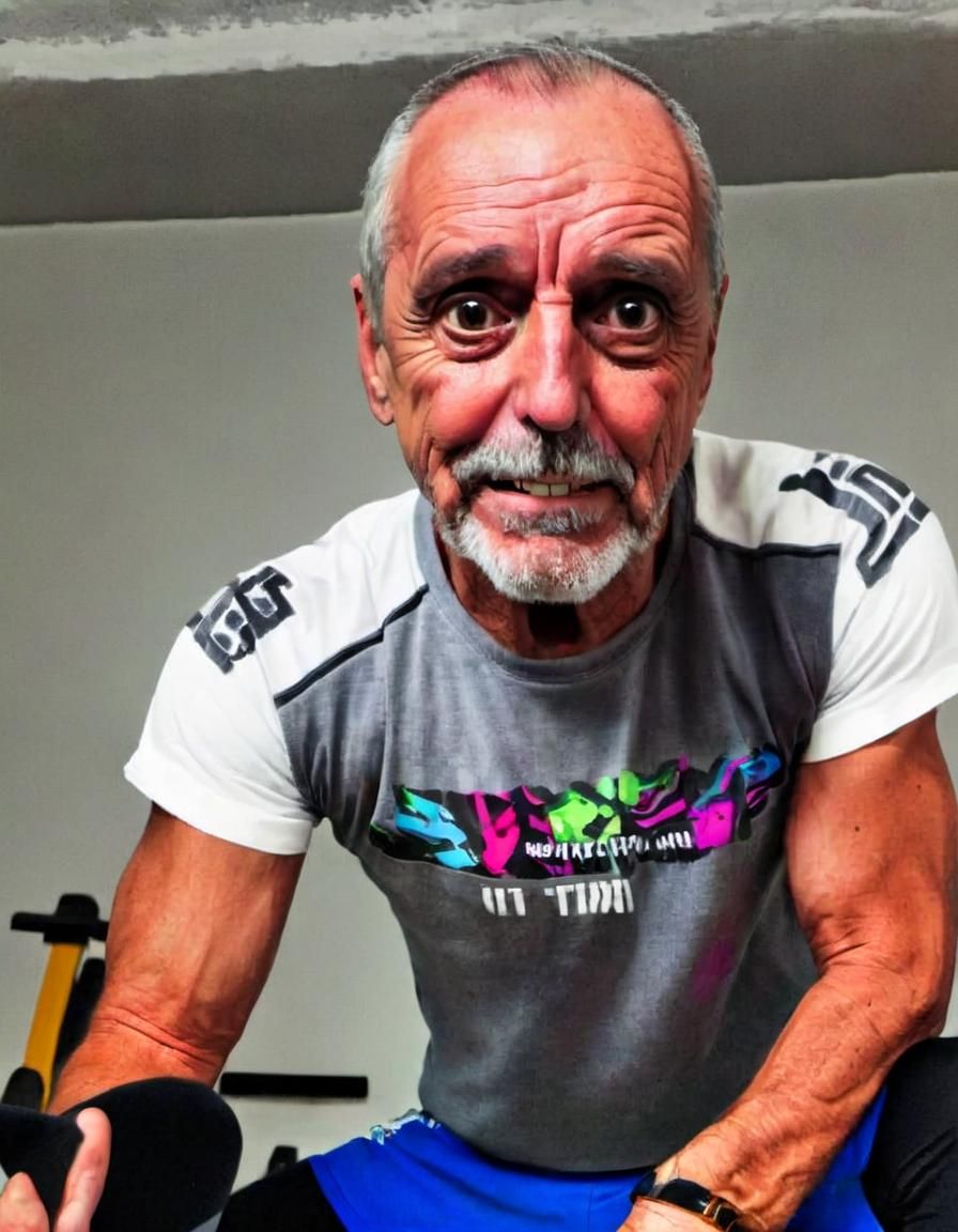 Gym Trainer Posing in Empty Room, Artstation Inspired