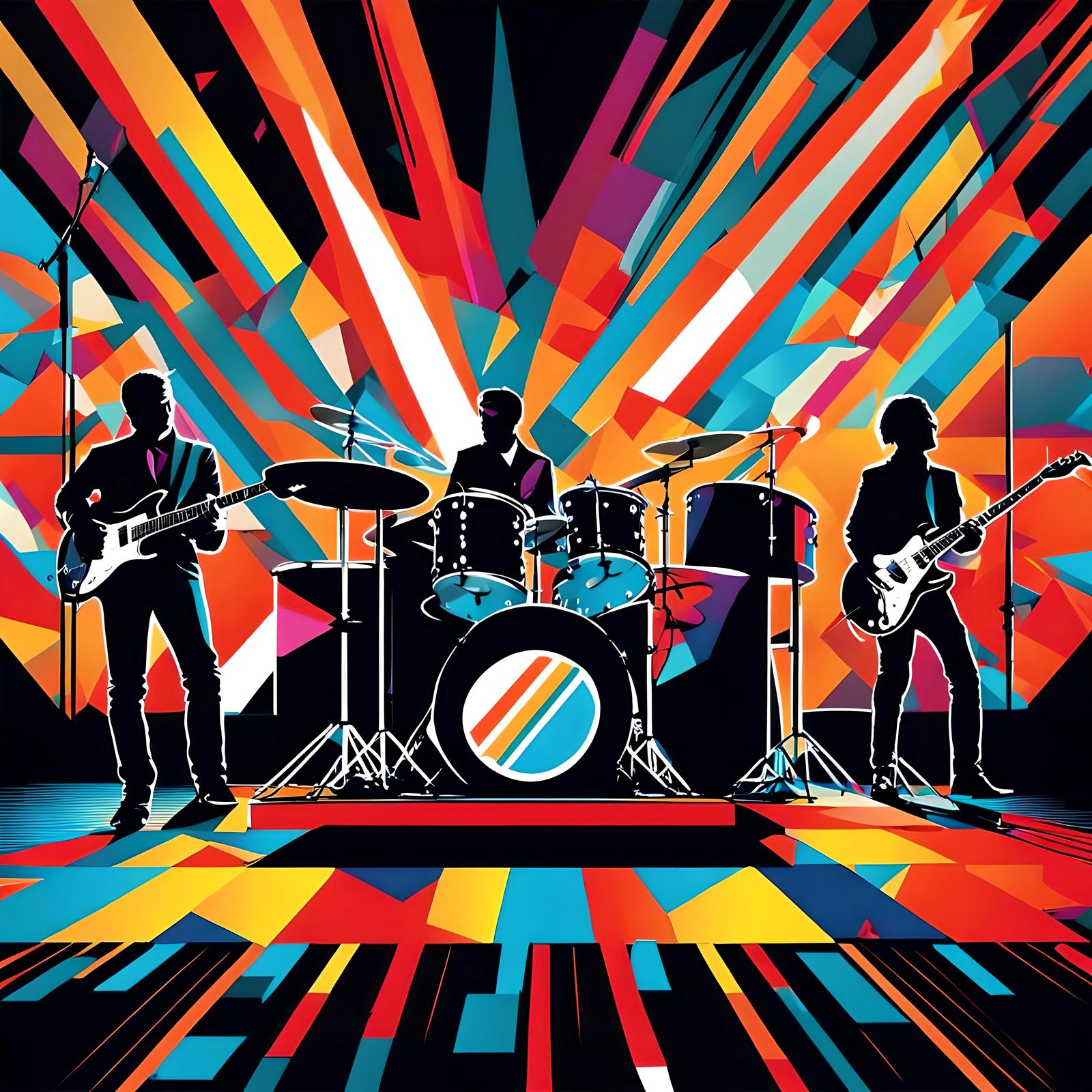 Rock Band Album Cover in Pop Art Style