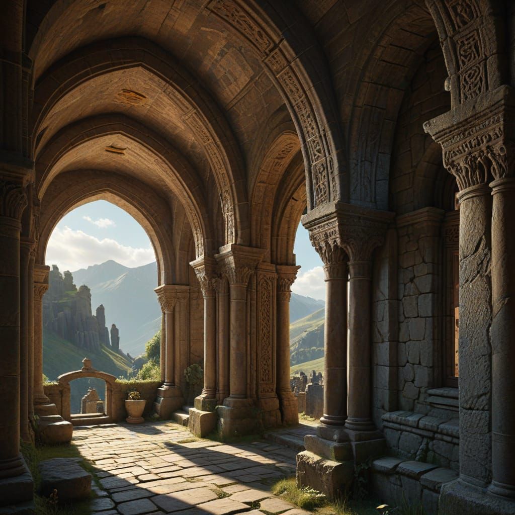 Medieval Armenian Monastery in Golden Hour Light