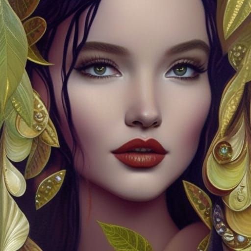 Dove Cameron with Glistening Crown, Hyperdetailed Fantasy Ar...