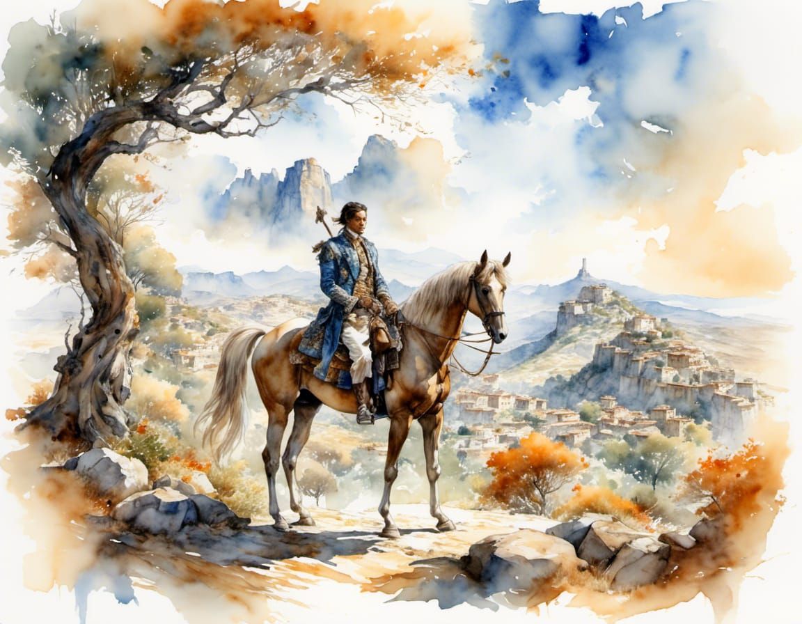 Sagittarius Double Exposure Portrait in Greek Landscape