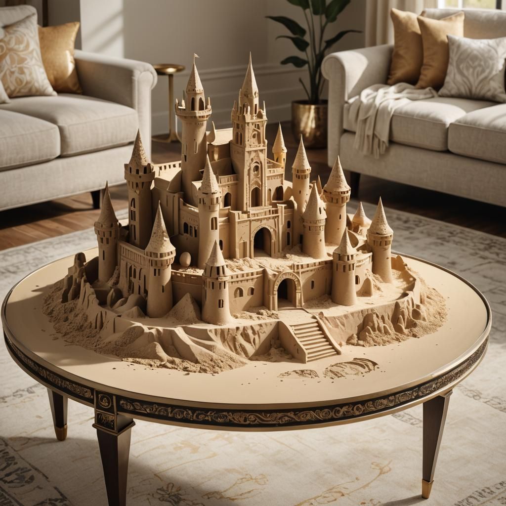Elegant Art Deco Sandcastle on Coffee Table
