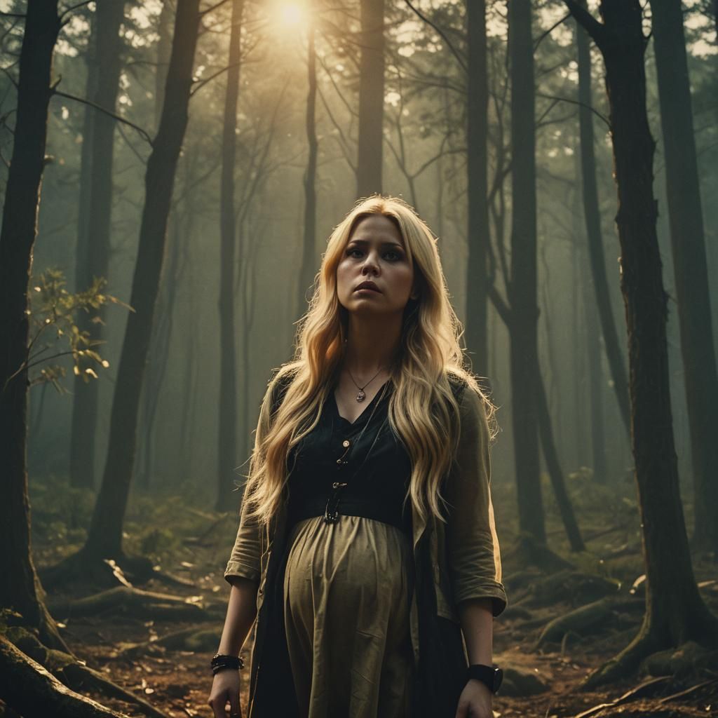 Fierce Pregnant Werewolf in Mystical Forest