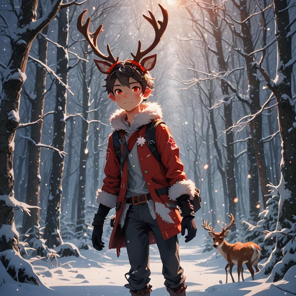 Magical Boy Rudolph in Vibrant Anime Style