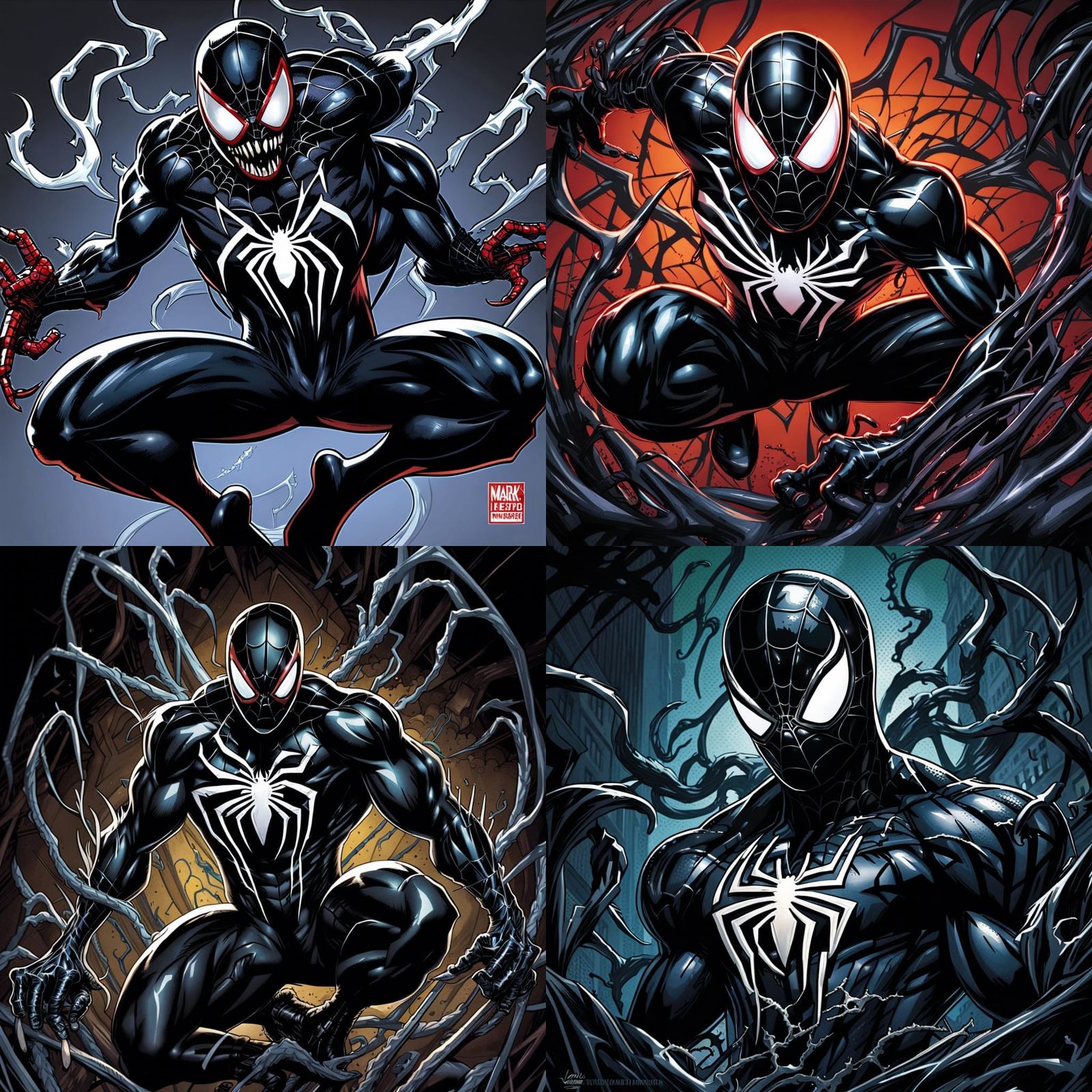 Venomized Spider-Man Black Suit Comic Art