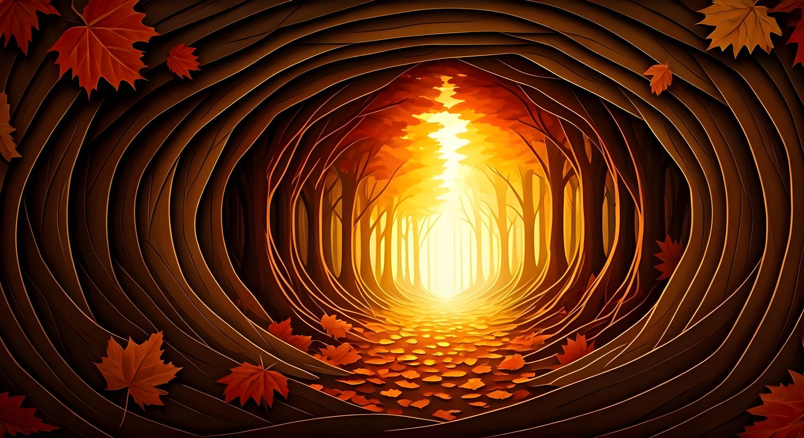 Autumn Forest in Layered Paper Cutout Style