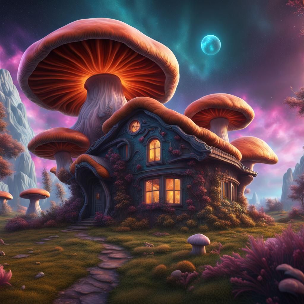 Colorful Mushroom Nebula House for Animals