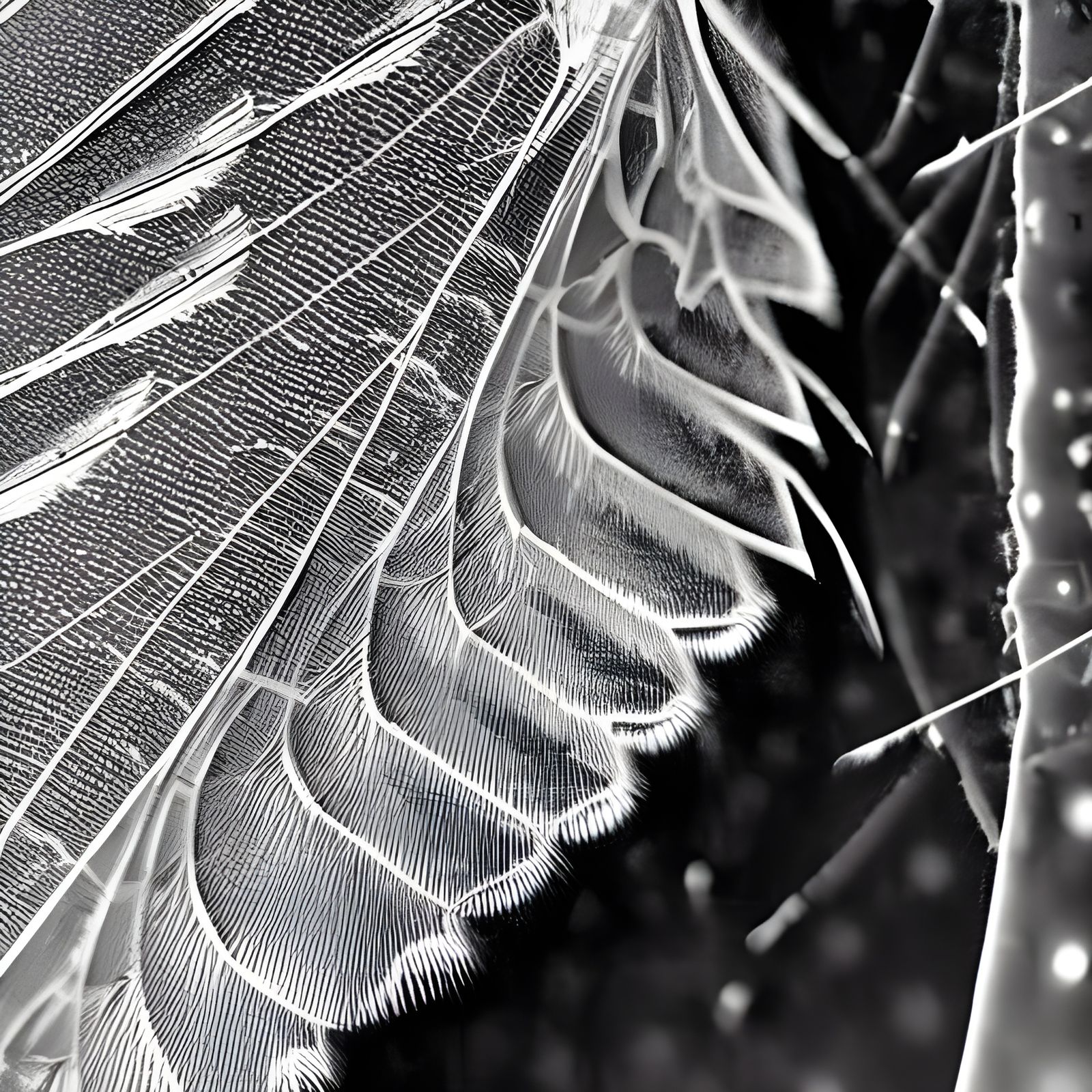 Intricate Quantum Moth Wing Dystopian Close-up