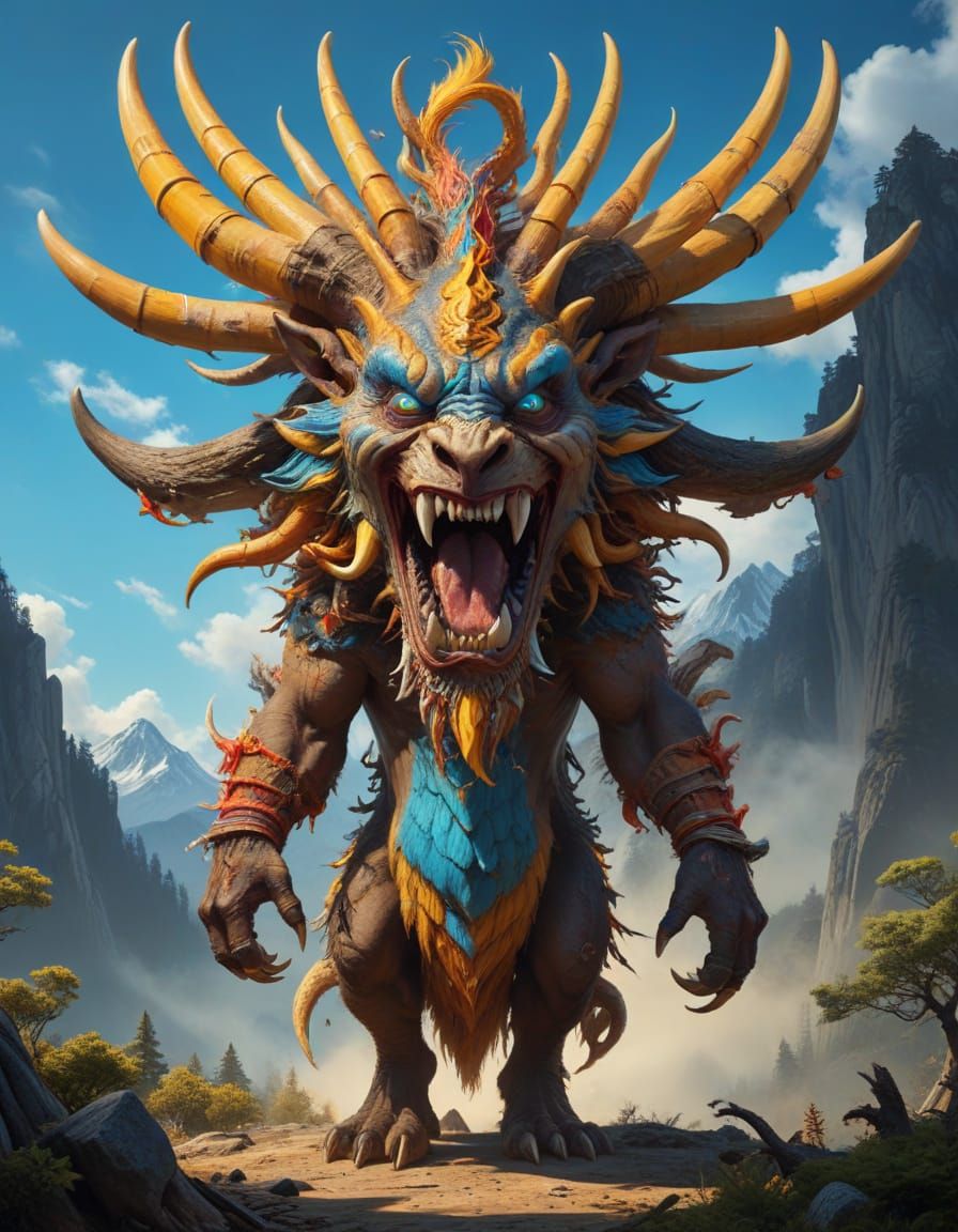 Towering Monstrous Beast in the Andean Wilderness