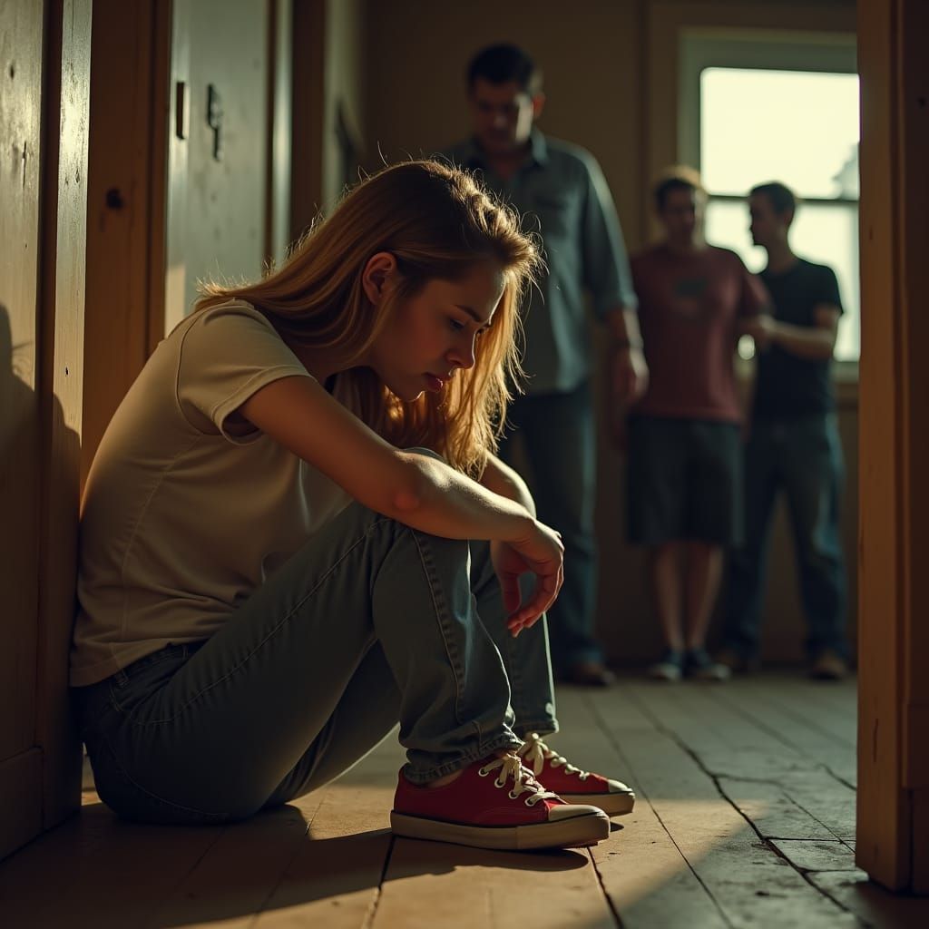 Distressed Woman in Argument: Cinematic Film Still