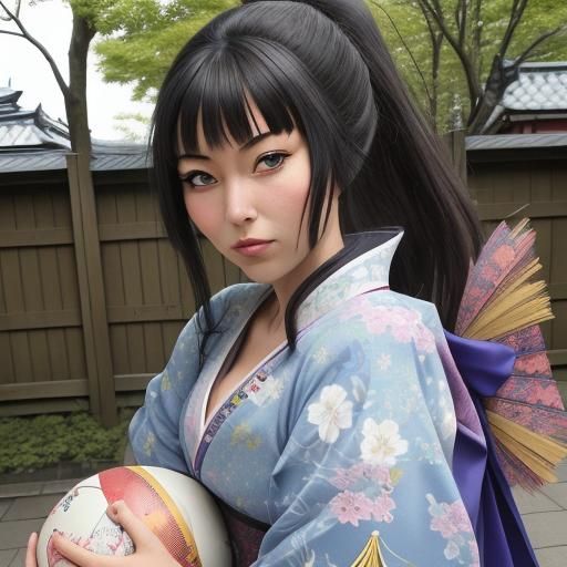 Victorian Gypsy with Futuristic Orb in Purple Sunlight