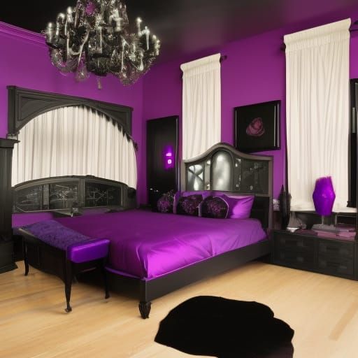 Purple and black Gothic bedroom