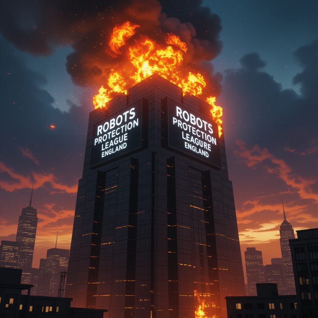 Futuristic Skyscraper Inferno: Dystopian Sci-Fi Art