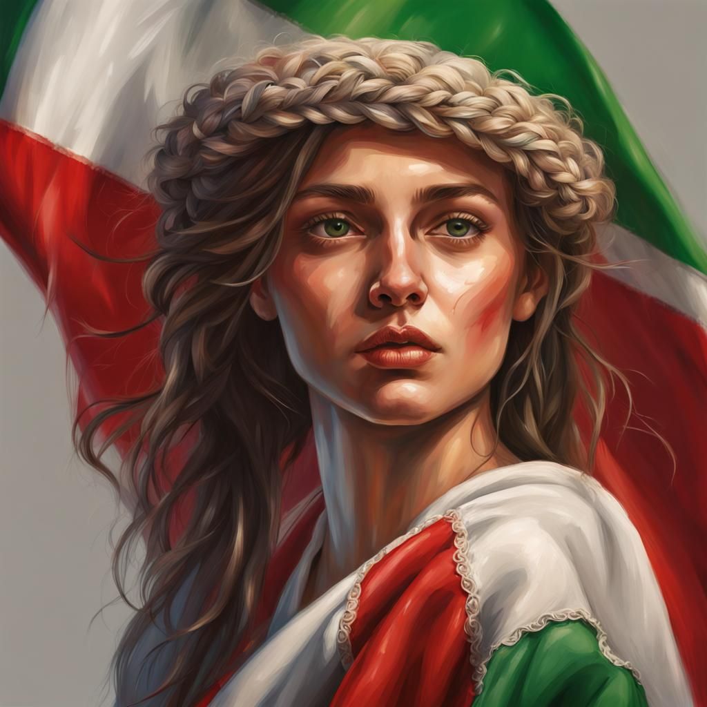 Italian Girl in National Costume: Hyperrealistic Art