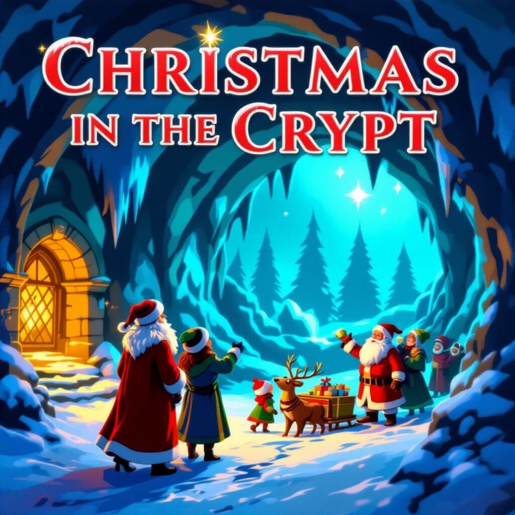 Christmas Decorations in a Spooky Crypt Setting