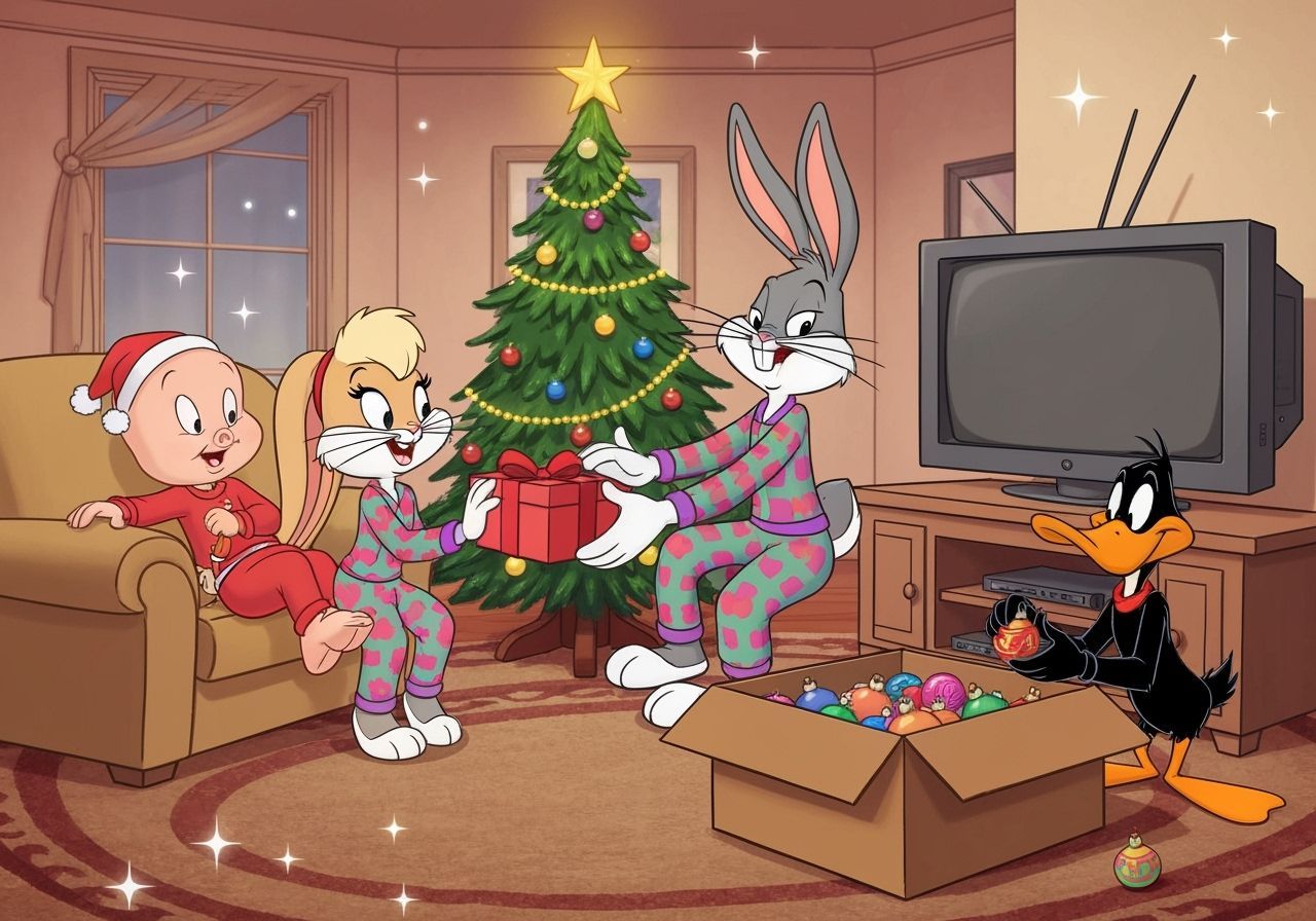 Looney Tunes Characters Celebrate Christmas in Pajamas