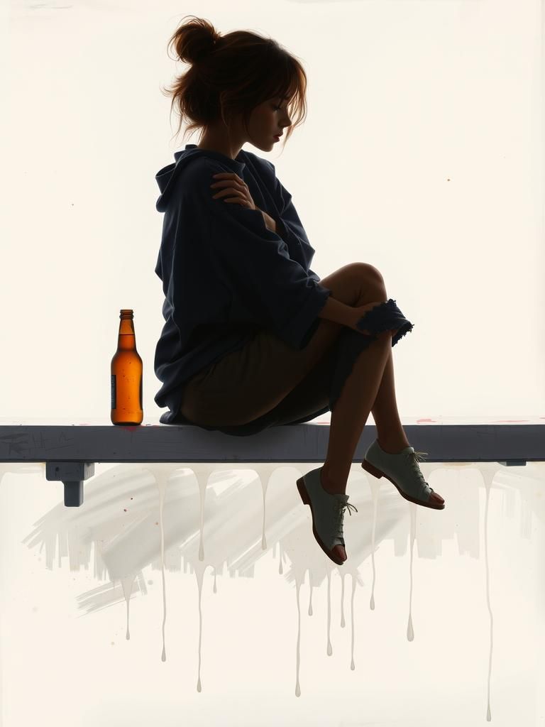 Melancholic Young Woman with Paint Splatters