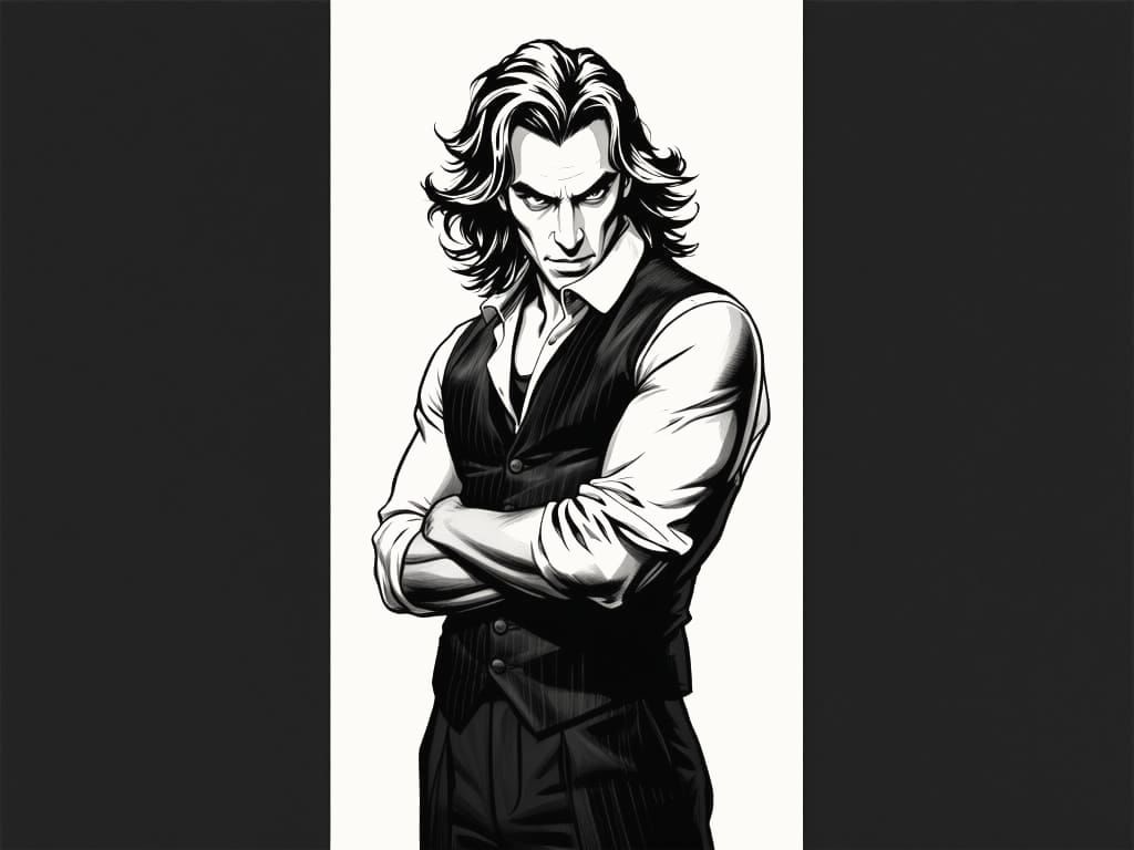 Noir Portrait of a Handsome Man in Black and White