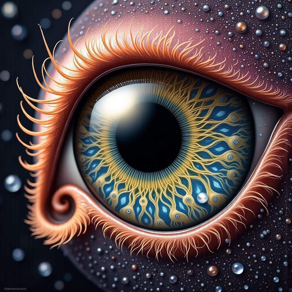 Macro Eyeball Fractal Art in Surrealist Style