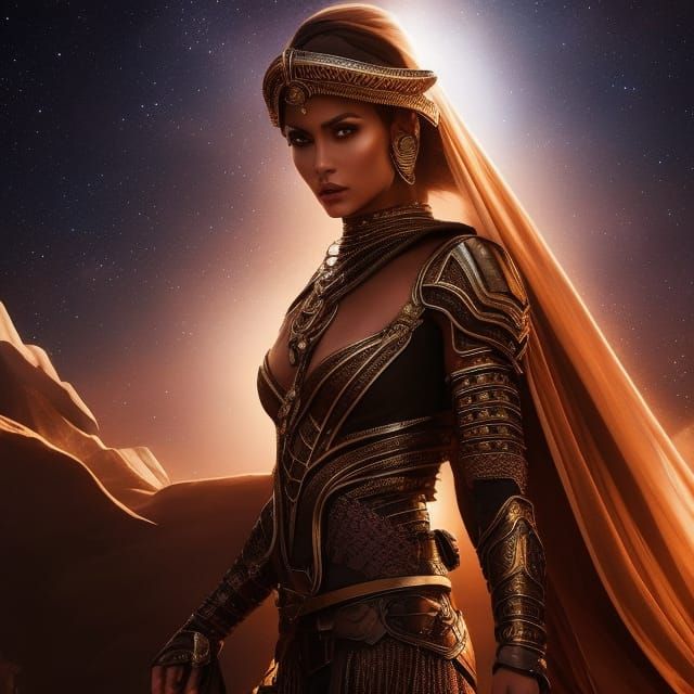 Alien Scorpion Humanoid in Desert Night