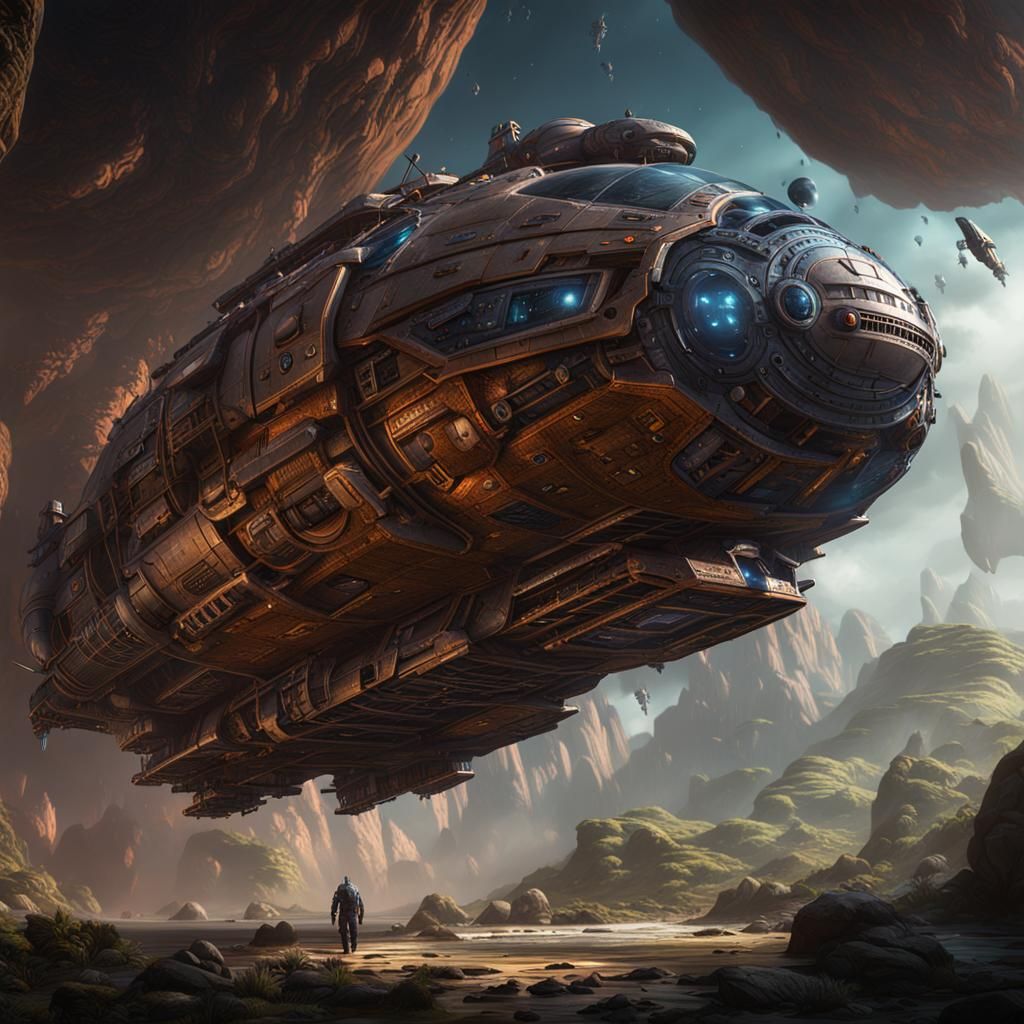 Detailed Matte Painting of a 200-ton Spaceship