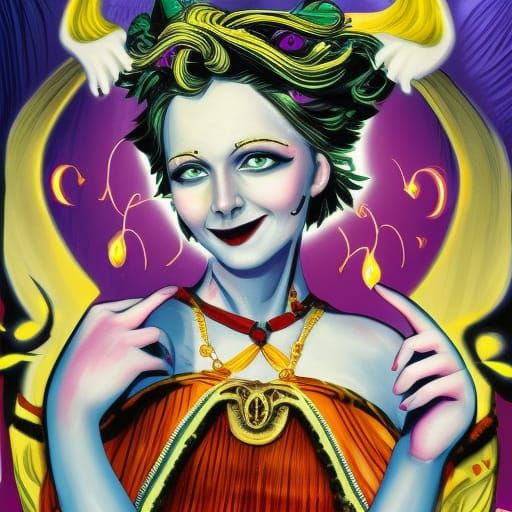 Goddess of Luck in Expressionist Comic Style