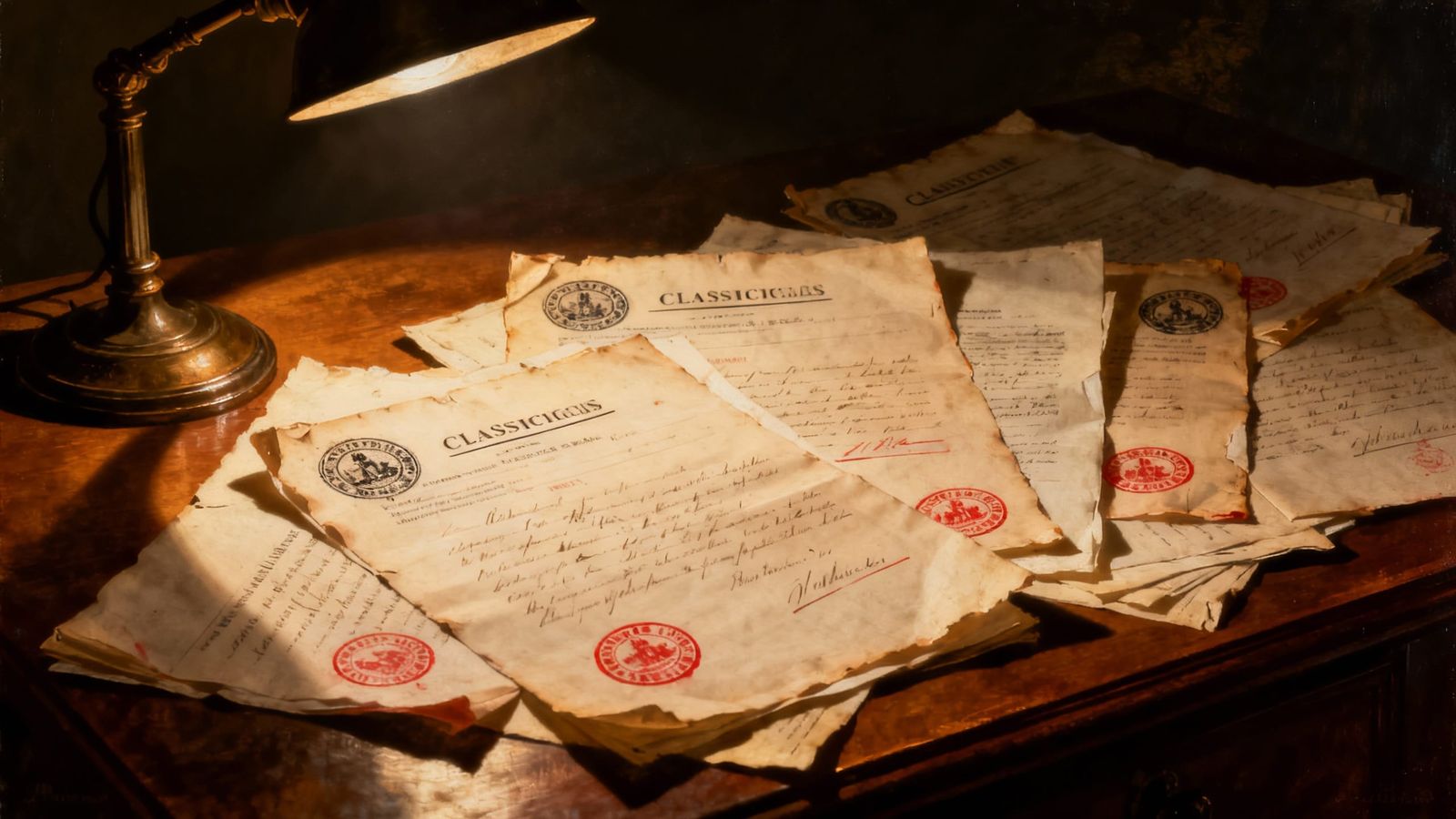 Secret Documents on Wooden Desk in Dutch Golden Age Style