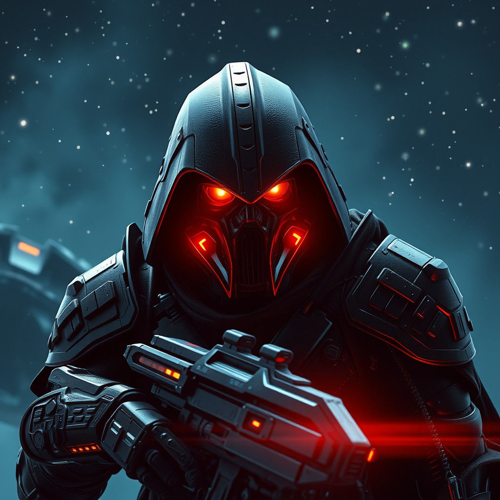 Sith Warrior Emerges from Spaceship in Sci-Fi Style