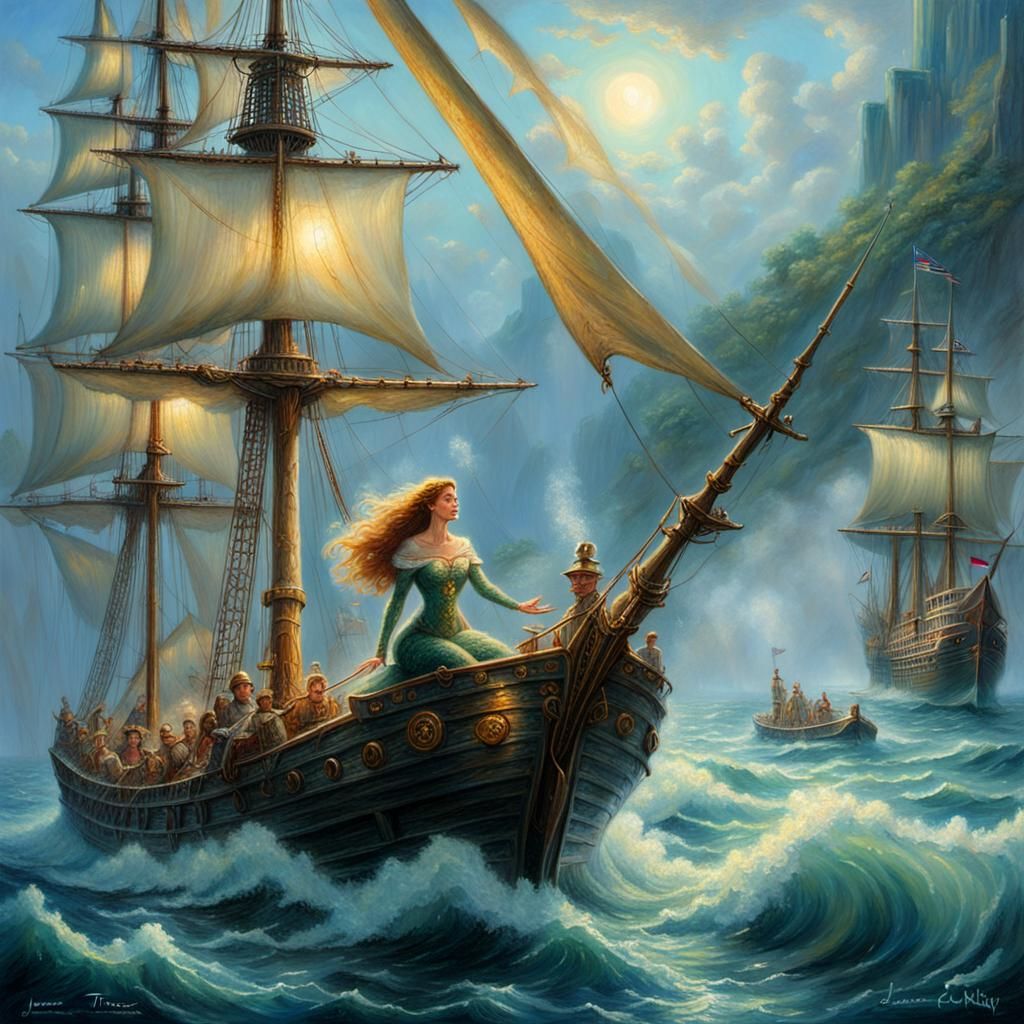 Mermaid Queen's Spell: Ethereal Oil Painting