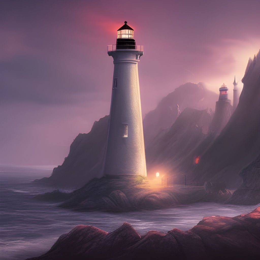 Lighthouse Castle Beacon in Detailed Matte Painting