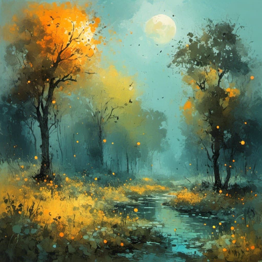 Abstract Gouache Watercolor Impressionist Painting