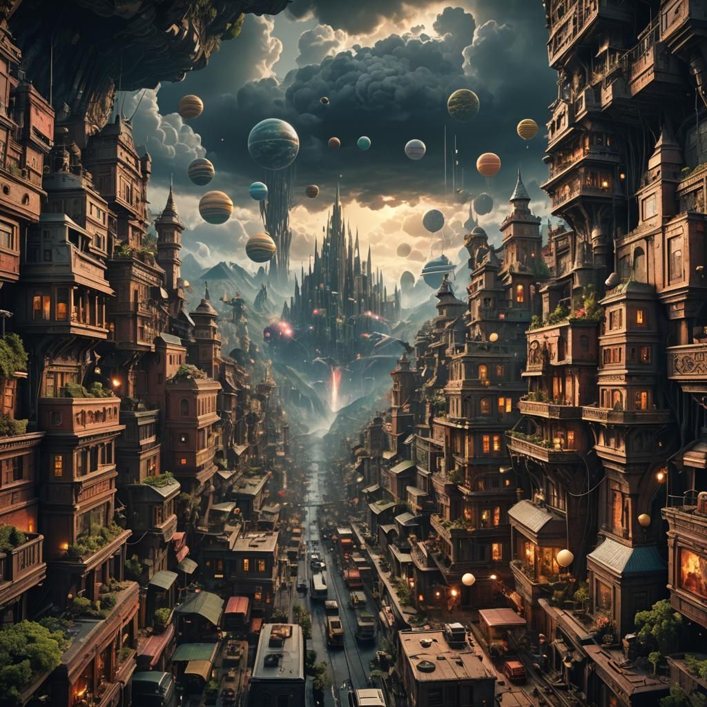 Futuristic Internet Cityscape: Digital Matte Painting