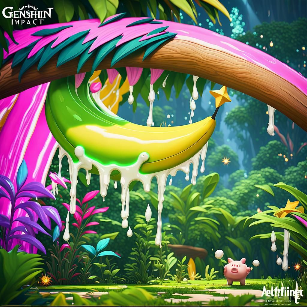 Daddy Pig Holds Milk Banana: 3D Anime Art