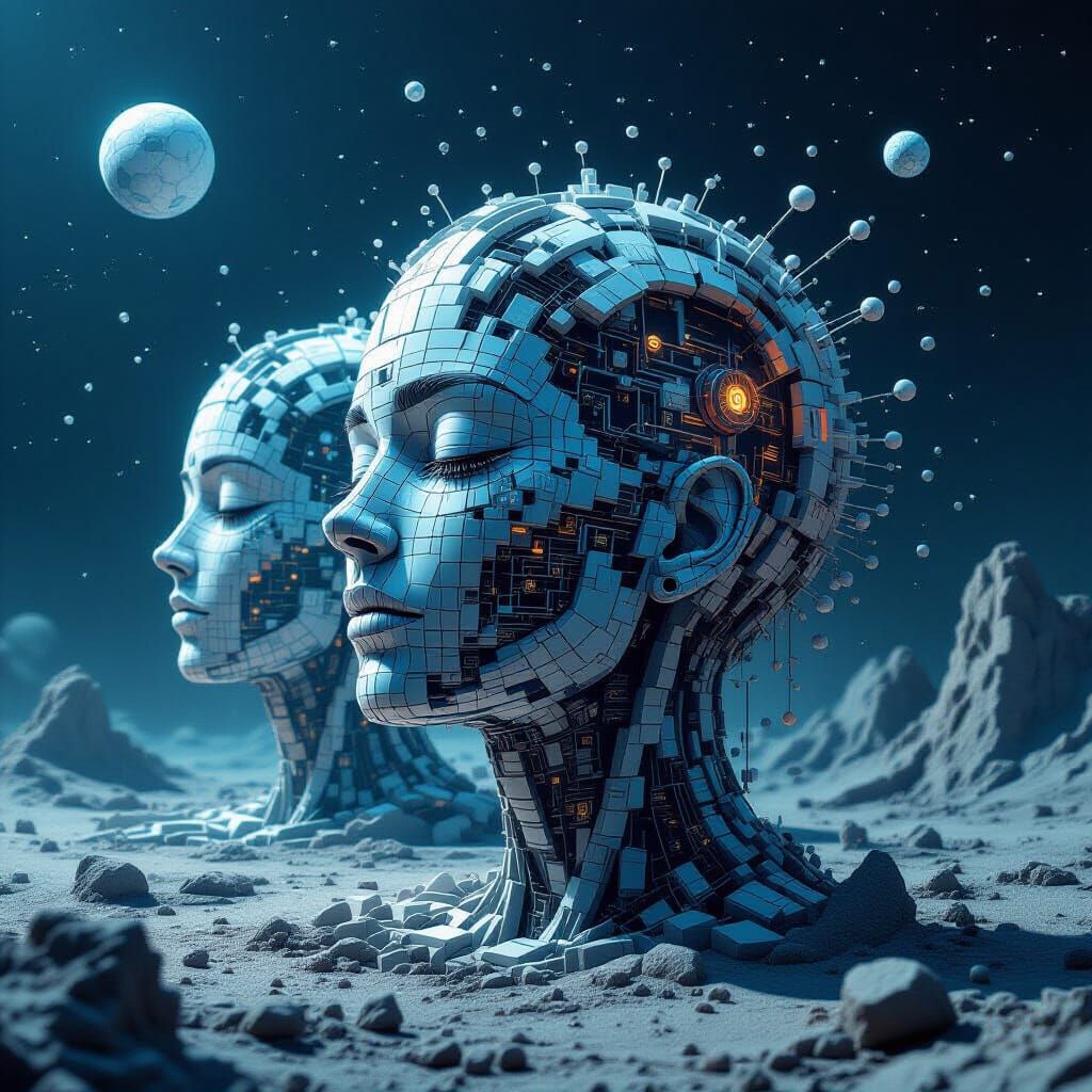 Retrosurreal ASCII Art of Sci-Fi Dream World