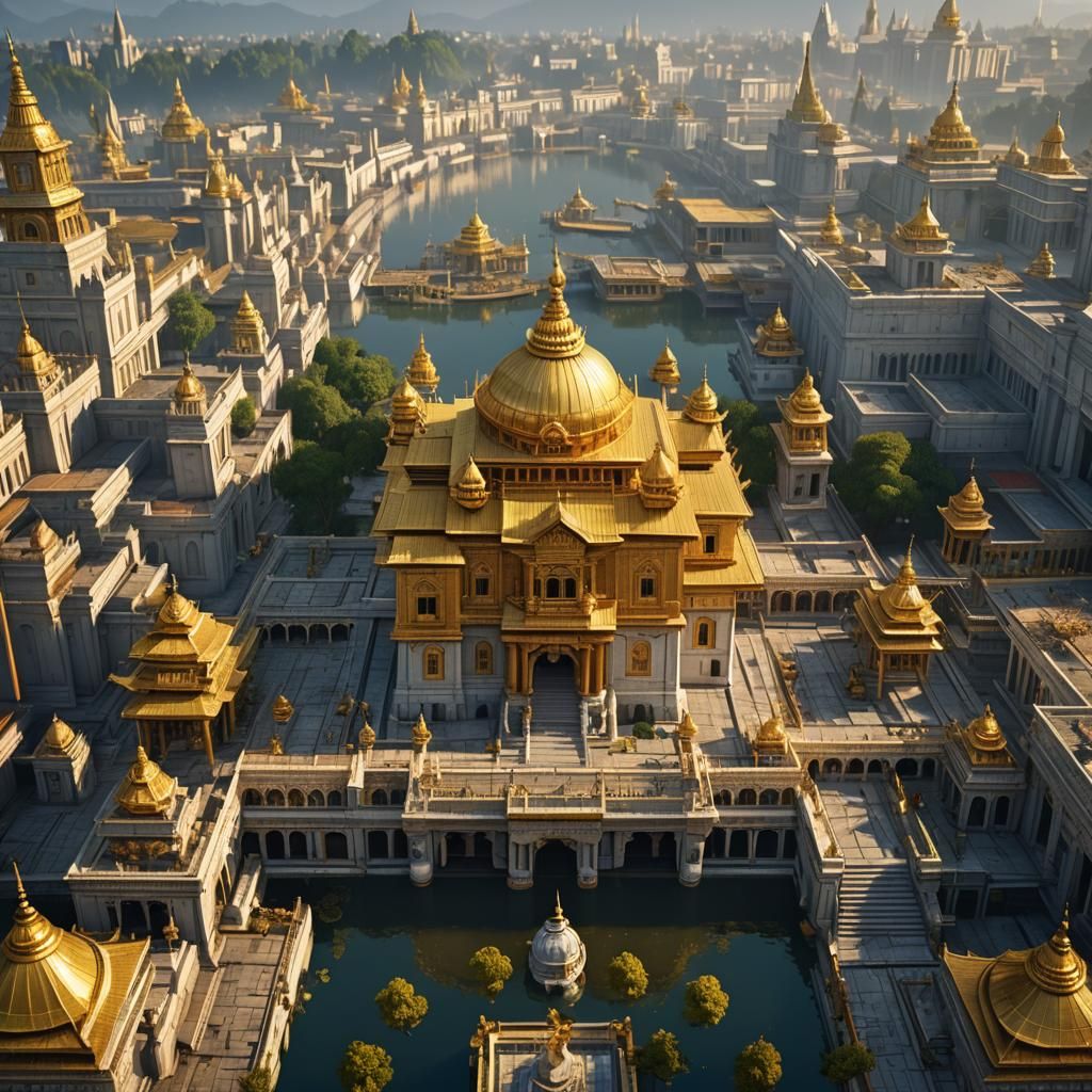 Golden Hindu Temple: Fantasy Concept Art