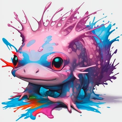 Axolotl Graffiti Art in Colorful Polychromatic Style