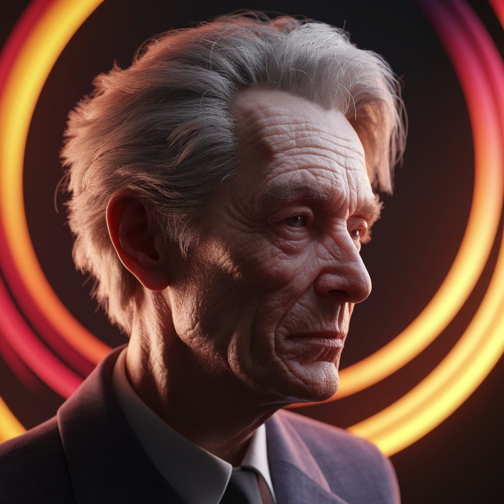 Detailed Portrait with Abstract Colorful Background