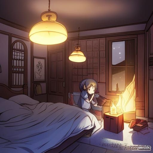 Anime-Inspired Candlelit Bedroom Interior