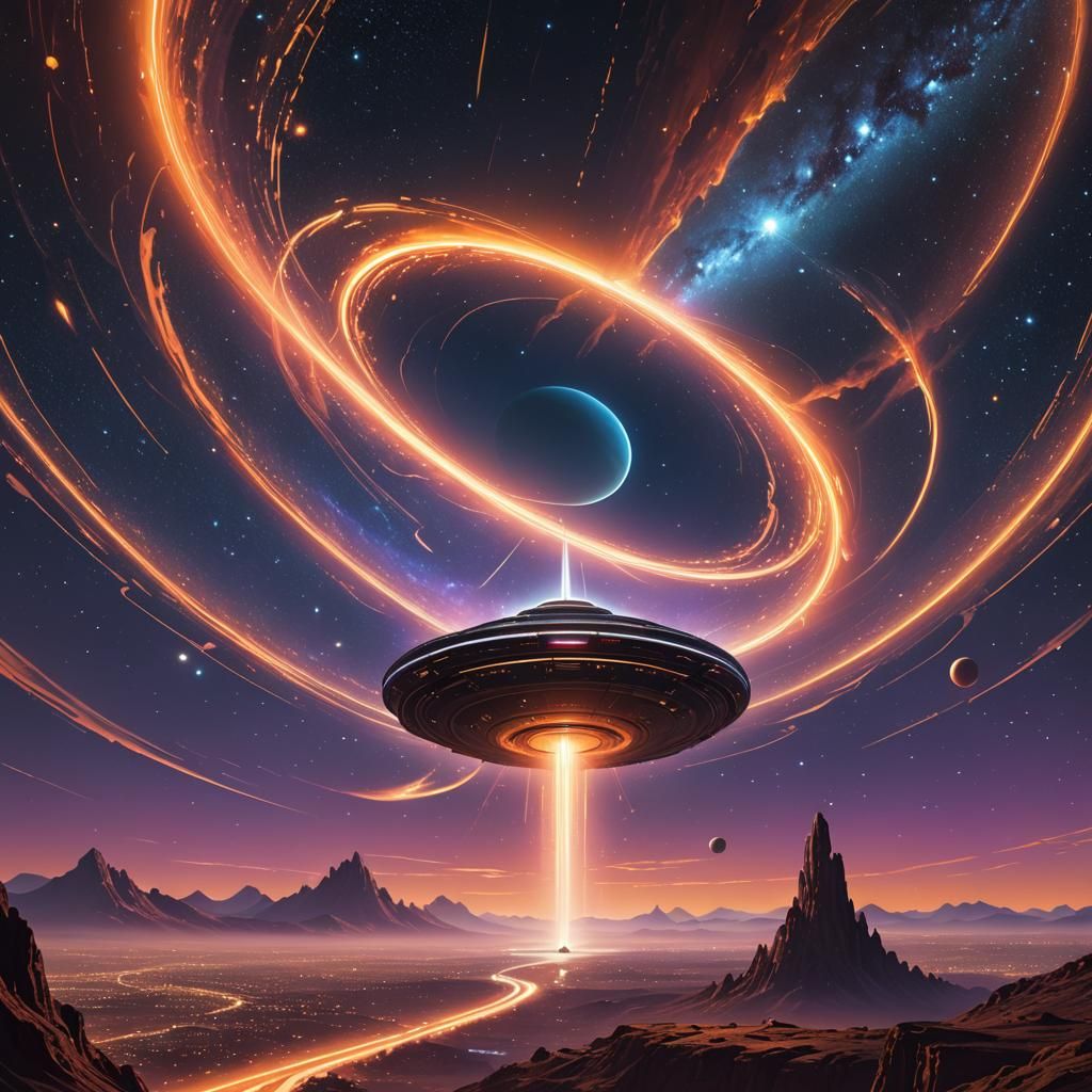 Mystical Portal in Starry Sky: Moebius Concept Art