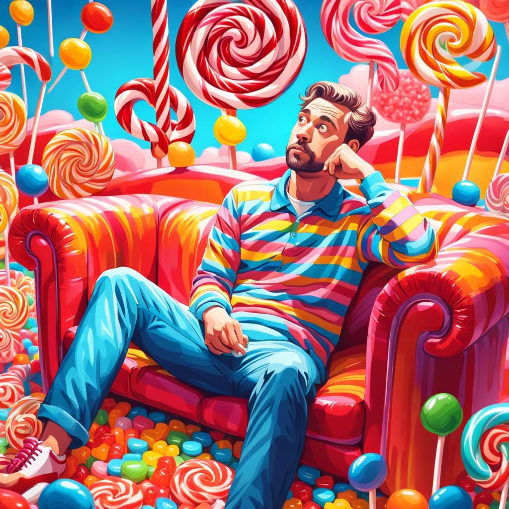 Candy Man Thinking in a Retro-Futurist World