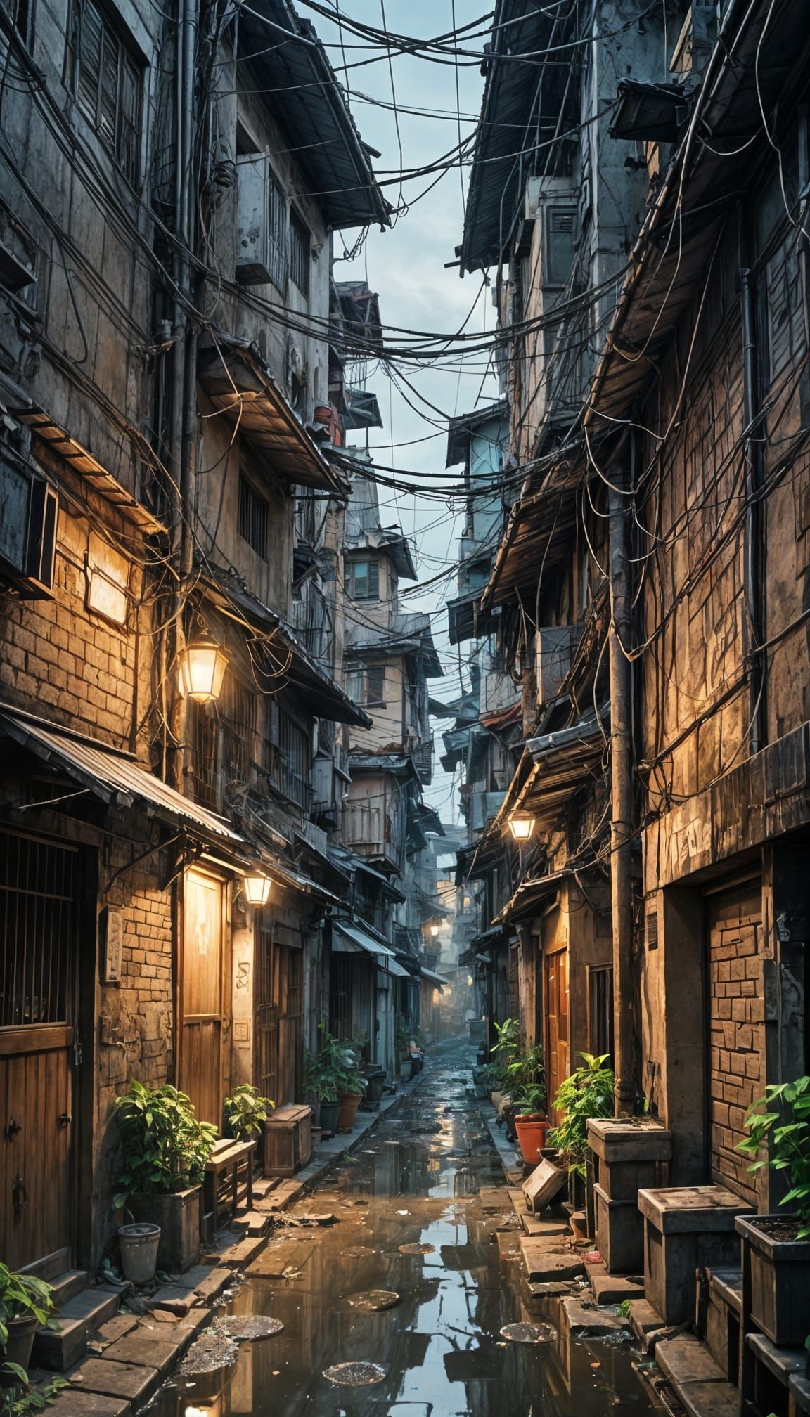 Jakarta Alley in Anime Style